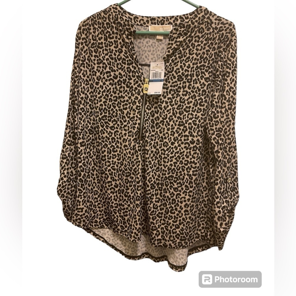 Michael Michael Kors Blouse Multicolor Half Zip Stretch.
